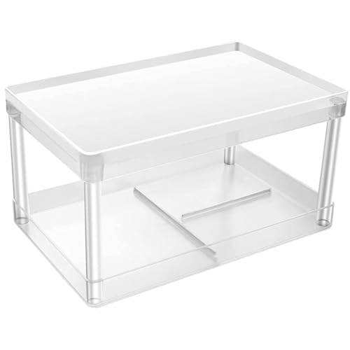 VICASKY Desktop Speicherregal Organizer Abnehmbarer Doppelschicht Kosmetik und Schreibwarenlagerhalter für Schlafzimmer Bad und Büro Transparenter Aufbewahrungshelfer für Ordnung VICASKY Desktop Speicherregal Organizer Abnehmbarer Doppelschicht Kosmetik und Schreibwarenlagerhalter für Schlafzimmer Bad und Büro Transparenter Aufbewahrungshelfer für Ordnung von VICASKY