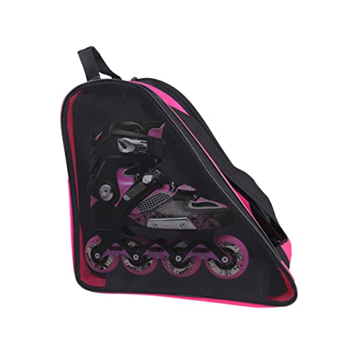 VICASKY Dreieckige Kindertasche für Inlineskating Robuste Aufbewahrung für Rollschuhschuhe Hohe Kapazität Atmungsaktives Mesh Schultertasche Pink von VICASKY