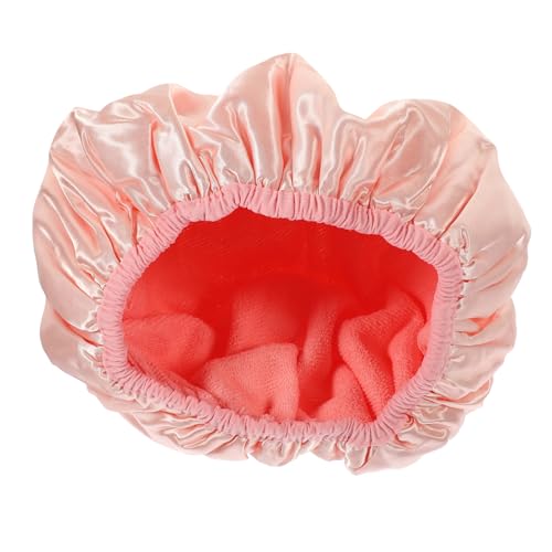 VICASKY Duschhauben für Damen wiederverwendbar waschen Mit Satin gefütterte Duschhaube, wasserdicht badehauben shower caps satingefütterte Duschhaube trockene haarpackung peva Rosa von VICASKY