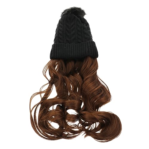 VICASKY Perückenkappe Für Frauen Einteilige Hutperücke Lange Lockige Perückenmütze Haarteil Mit Lässiger Kappe Haarverlängerung Mit Hut von VICASKY