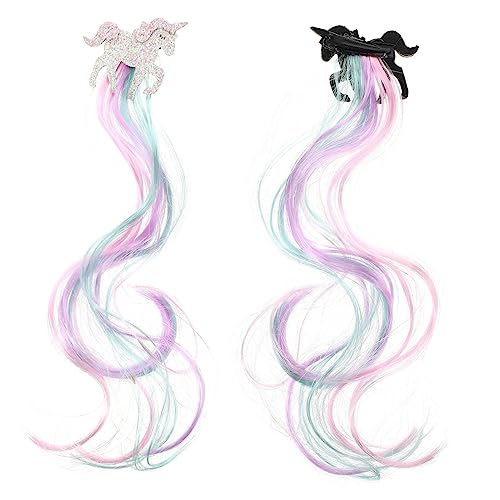 VICASKY Einhorn Haarnadeln Junge Mädchen Haarclip Kopfschmuck Mädchen Haar Accessoires Bunte Lockige Haarspangen Aus Kunststoff von VICASKY