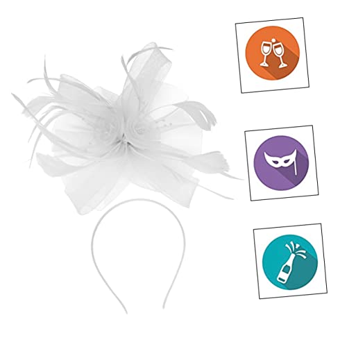 VICASKY Elegant Handgemachter Haaraccessoire mit Netz und Federn für Damen Banquet und Formelle Anlässe Weißes Headdress für Hochzeiten und Partys von VICASKY