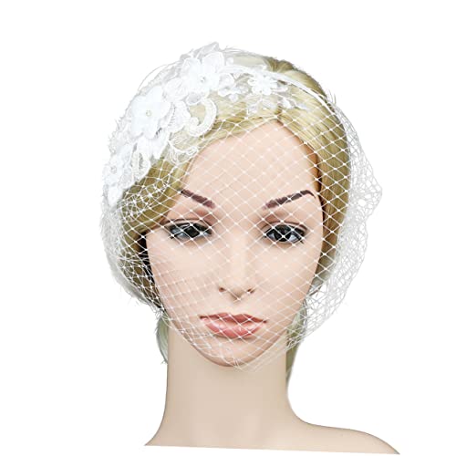 VICASKY Mesh Kopfschmuck Braut Aus Hochwertigem Netzmaterial Leicht Und Elegant Blumendekor Für Damen Für Hochzeit Party Fotos von VICASKY