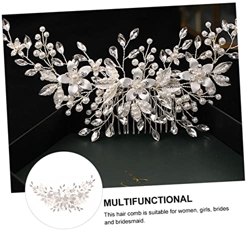VICASKY Eleganter Braut Haarkamm mit Imitationsperlen Handgefertigtes Blattdesign Hochzeitskopfschmuck Feiner Perlenhaarschmuck für Damen Stilvolles Vintage Accessoire von VICASKY