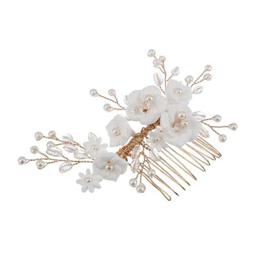 VICASKY Eleganter Europäischer Hochzeits haarkamm mit Weißen Perlen Handgefertigt Einzigartiger Brautschmuck für Frauen Praktisches Haaraccessoire für Stilvolle Brautfrisuren bei von VICASKY