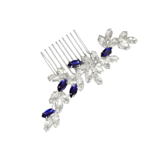 VICASKY Eleganter Haarkamm Damen Hochzeit Blaue Strass Haarschmuck Brautschmuck Seitenkamm Vielseitig Tragbar für Braut Brautjungfern Festliche Anlässe von VICASKY