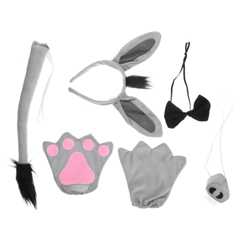 VICASKY Esel Kostüm Set Teilig mit Ohren und Handschuhen Bequemes Formstabil Gehaltenes Tieraccessoire für Halloween Fasching und Cosplay Langlebig und Farbbeständig von VICASKY