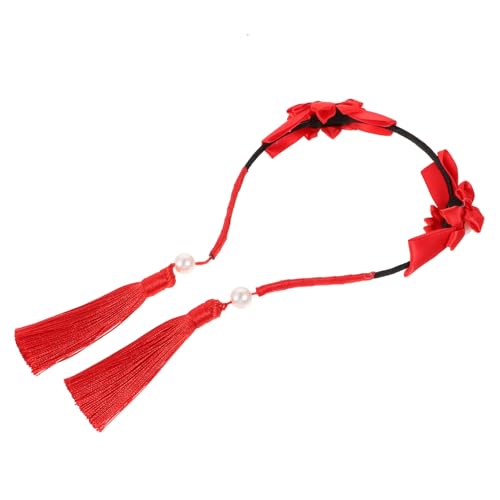 VICASKY Ethnischer Haarreif mit Großer Roter Blume Weiches Sicheres Material Wiederverwendbar Leichtes Haarschmuck für Weihnachts und Geburtstagsfeiern Party Haarband für Mädchen von VICASKY