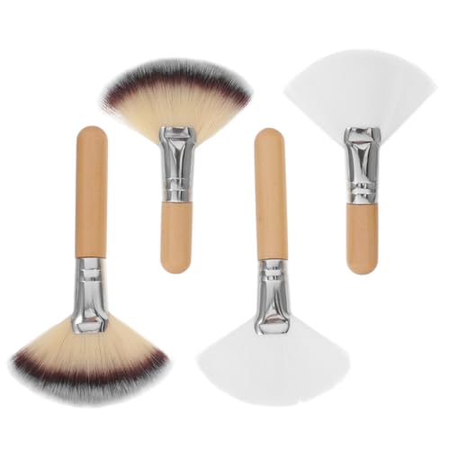 VICASKY Fächer Make Up 4 Stück Weiche Gesichts Make Up Bürsten für Puder Rouge und Concealer Stabiler Griff für Damen Kosmetikwerkzeug für Präzises Auftragen von VICASKY