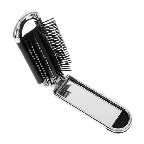VICASKY Faltbarer Haarkamm mit Spiegel Tragbare Haarbürste für Damen Kompakte und Reisekosmetik für Unterwegs Silberfarbene Designs für Stilvolles Haarstyling von VICASKY