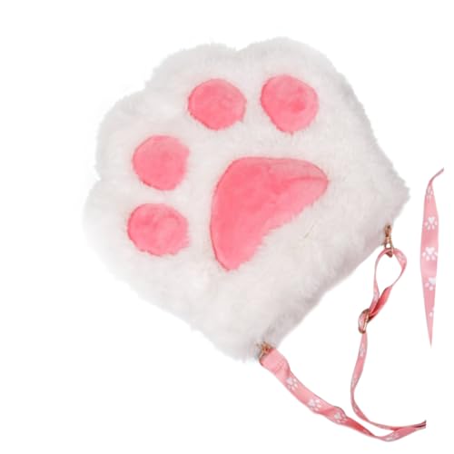 VICASKY Flauschige Umhängetasche Katzenpfote Makeup Bag Niedliche Handtasche Verstellbar für Damen Mädchen Alltag Reise Schule Strand von VICASKY