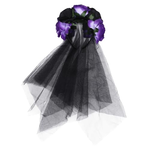 VICASKY Blumen-haarband Mit Schwarzem Tüll Für Halloween Elegantes Haar-accessoire Für Kostüme Karneval Rollenspiele Und Fotografie von VICASKY