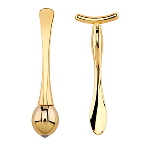VICASKY Augencreme Sticks Satz Für Hautpflege Doppelkopf Massagegerät Mit T-förmigem Löffel Und Roller Für Augen Und Gesicht Ergonomisches Design Fördert Die Durchblutung von VICASKY