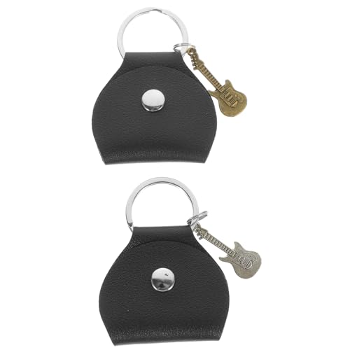 VICASKY Gitarrenplektrumhalter aus Leder 2 Stück Schlüsselanhänger Organizer Gitarrenzubehör für Musiker Verschleißfest für Verschiedene Plektrumgrößen von VICASKY