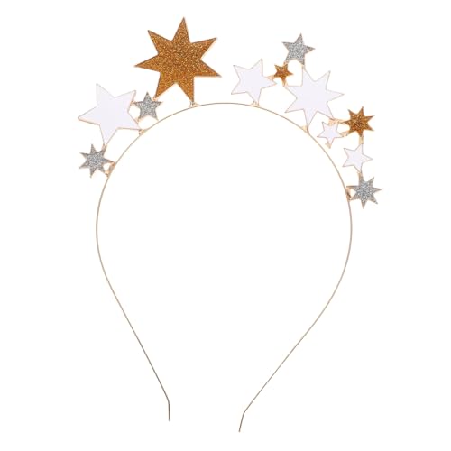 VICASKY Glitzernder Stern Haarschmuck Haarklammer mit Strass Goldfarbenes Stirnband Damen Party Haarreif Elegant Bequem für Geburtstagsfest Weihnachtsfeier Kinderparty von VICASKY