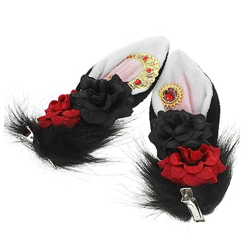 VICASKY Gothic Haarklammern mit Tierohren Blumen Haarspangen für Damen für Cosplay und Bühnenauftritte Schonend für Haar Modisches Accessoire von VICASKY