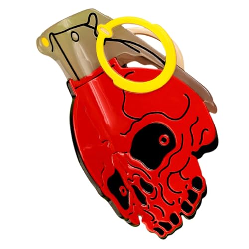 VICASKY Großer Roter Schädel-haarclip aus Acetat Lustige Haarklammer für Damen Starker Griff Leichtes Styling-accessoire für Halloween Partys und Alltag Auffälliges Modisches Design von VICASKY