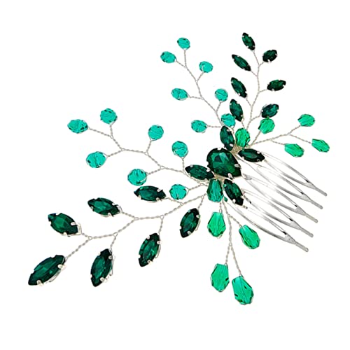 VICASKY Grüner Strass Haarkamm für Hochzeiten Eleganter Brautschmuck Dekorative Haarklammer für Brautjungfern Leicht und Einfach zu Befestigen für Verschiedene Anlässe von VICASKY