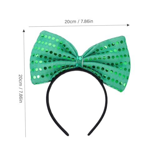 VICASKY Grünes Pailletten Haarband Damen Große Schleife Eleganter Haarreif Für Alltag Sport und Festliche Anlässe St Patricks Day Party Accessoire von VICASKY