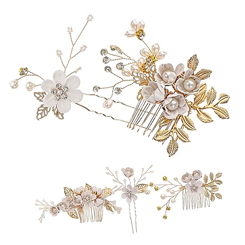 VICASKY Haarkamm-clip Mit Strasssteinen Für Braut Haarschmuck Für Hochzeit Kopfschmuck Für Frauen Und Mädchen Haarzubehör Mit Blumen Und Blättermuster von VICASKY