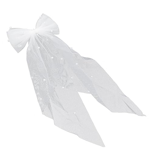 VICASKY Haarklammer mit Perlen Schleife Rutschfeste Haarspange Langlebiger Haarschmuck für Hochzeit Party und Festliche Anlässe Weißes Band Stilvolle Damen Haaraccessoires von VICASKY