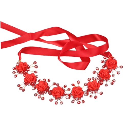 VICASKY Haarreif für Hochzeiten und Feiern Haarschmuck Accessoire aus Polymer Eleganter Haarkranz mit Künstlichen für Damen Rot von VICASKY