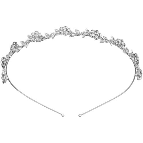 VICASKY Blumenkranz Haare Haarschmuck Hochzeit Diadem Braut Haarreifen Damen Elegant Tiara Brautschmuck Silber Accessoires Frauen Krone Schleier Brautkleid Standesamt Haarreif Prinzessin Blumen von VICASKY