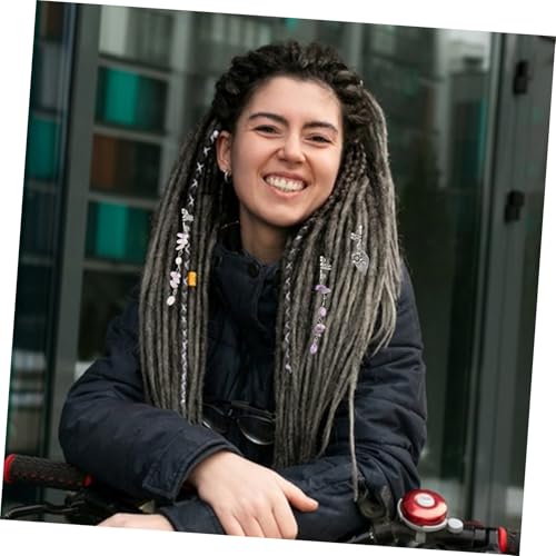 VICASKY Haarring für Zöpfe aus Legiertem Metall mit Kristallstein Handgefertigter Dreadlock Haarschmuck Flexibler Schmuckanhänger für Haar Halskette Armband Modisches Accessoire für Damen von VICASKY