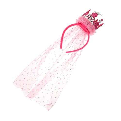 VICASKY Haarschmuck Rotes Tüllkrone Stirnband mit Pailletten Geburtstags und Party Haarreif für Mädchen Prinzessin Kopfschmuck von VICASKY