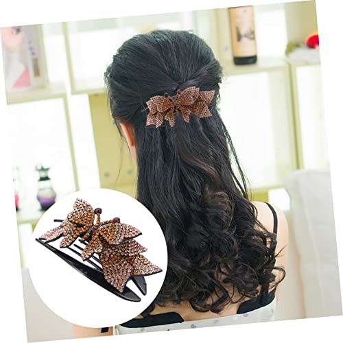 VICASKY Haarspange mit Kristallbesatz Leichter und Langlebiger Duckbill Clip für Damen Haarklammer mit Schleifen Design für Hochzeit Party und Alltag Champagnerfarben von VICASKY