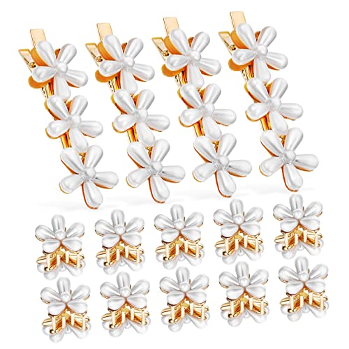 VICASKY Haarspangen Blumen Design 14 Stück Kunstperlen Kleine Haarklammern für Damen und Mädchen Haar Clips Haar Accessoires für Alltag und Besondere Anlässe von VICASKY