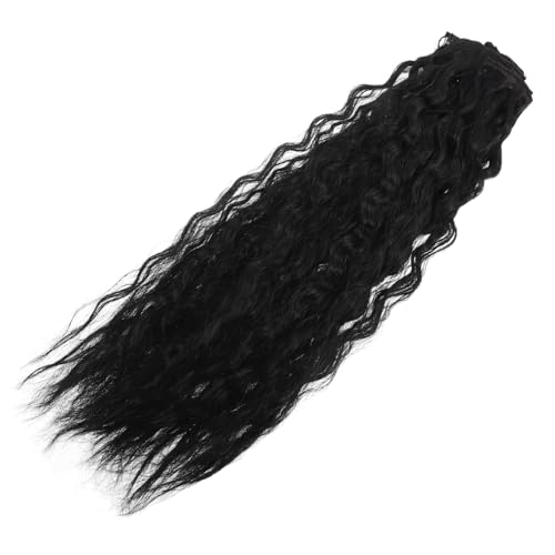 VICASKY Haarverlängerung Mit Lockigen Wellen Zum Anklipsen Kunsthaar Haarteile Für Frauen Clips Pro Naturschwarz Natürliches Echthaar Lange Haarteile von VICASKY