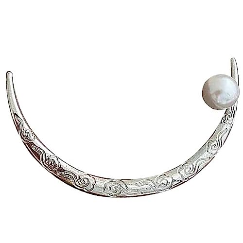 VICASKY Halbmond Haarschmuck Für Damen Retro Haarstab Aus Metall Mit Perle Für Dicke Hochsteckfrisuren Für Hochzeiten Und Partys Stilvolles Haarstyling Werkzeug von VICASKY