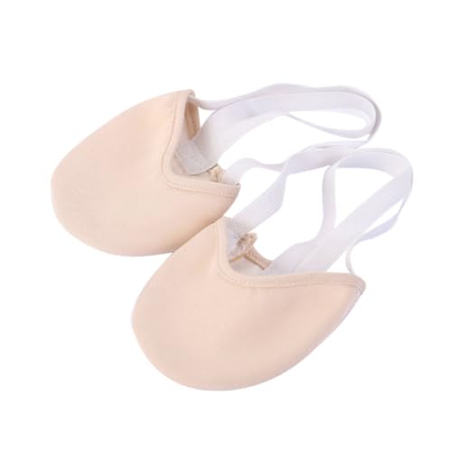 VICASKY Halbsohlen Ballettschuhe aus Baumwolle mit teilweiser Ledersohle für Ballett und Rhythmische Sportübungen Hautfarben Dehnbares Canvas Flexible Passform Atmungsaktiv von VICASKY