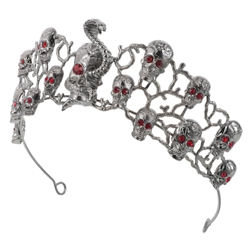 VICASKY Halloween Goth Totenkopf Stirnband mit Strasssteinen Robuste Legierungskrone Vintage Halloween Haarschmuck Leichter und Bequemer Kopfputz für Partys und Kostümveranstaltungen von VICASKY