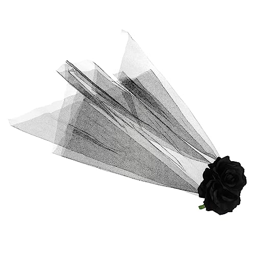 VICASKY Halloween Haarnadel mit Schwarzer Rosenblüte Leichtes Mesh Haarreif Cosplay Accessoire für Damen für Karneval Kostümparty und Festliche Verkleidung von VICASKY