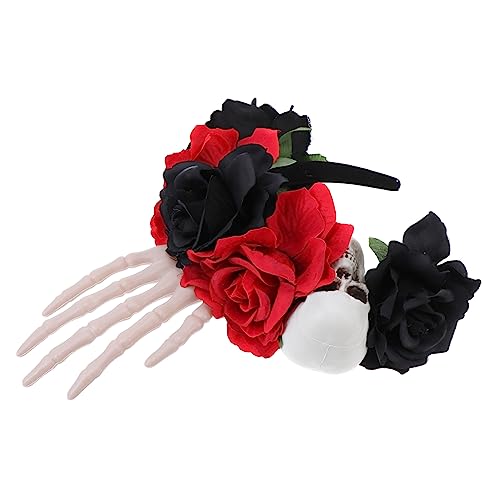 VICASKY 1stück Halloween Haarreif Mit Skull-design Und Kunstrosen Für Kostümpartys Und Cosplay Perfektes Haarschmuck-accessoire Für Halloween Und Festivals von VICASKY