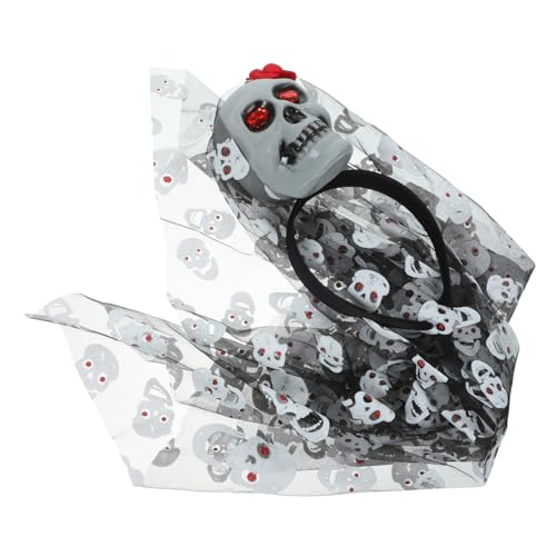 VICASKY Halloween Stirnband mit Schleier und Blumen Originelles Schädel Design Leichtes Party Haarband für Cosplay Kostüm Foto Shootings und Halloween Feiern von VICASKY