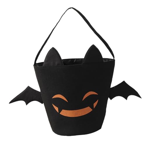 VICASKY Halloween Süßigkeitstasche aus Baumwolle Faltbarer Canvas Handkorb mit Großer Kapazität Langlebig und Leicht als Tragbare Halloween Goody Bags und Dekoration für Süßigkeiten und von VICASKY