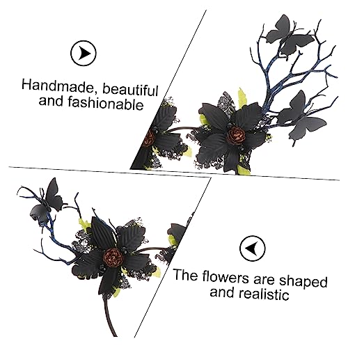 VICASKY Halloween und Weihnachts Haarreif mit Schmetterlingen und Geweih Handgefertigtes Cosplay Kopfschmuck für Damen und Mädchen Süßer Rentier Haarreif für Party Karneval Tanz und von VICASKY