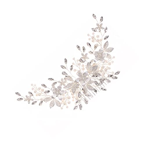 VICASKY Handgefertigter Perlen Haarkamm Brautschmuck mit Blattdesign Eleganter Haarschmuck für Damen Geeignet für Hochzeit Bankett und Festliche Anlässe von VICASKY