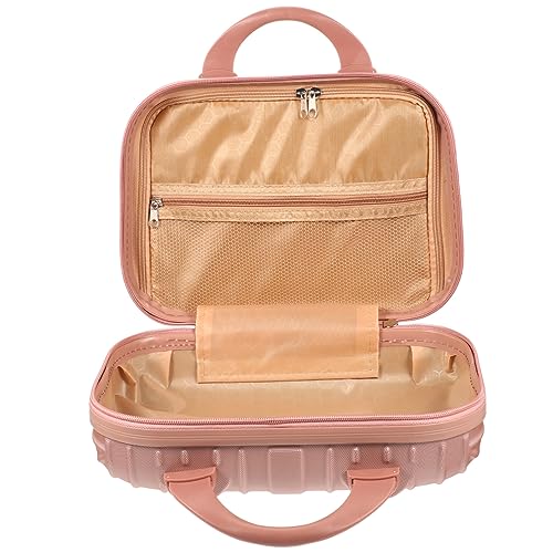 VICASKY Handlicher Kosmetikkoffer mit Großem Fassungsvermögen Tragbare Make Up Aufbewahrungsbox für Reisen Multifunktionale Schminktasche mit Griff Roségold Praktische Organizer Lösung von VICASKY