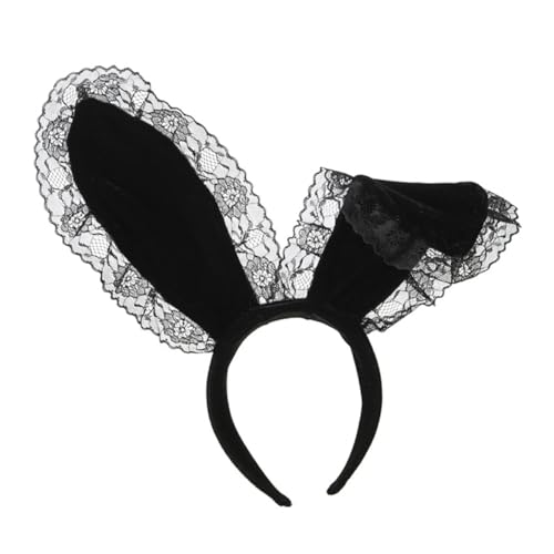 VICASKY Lace Rabbit Ear Headband Für Frauen Und Mädchen Niedliches Haarband Für Cosplay Karneval Und Partys Aus Leichtem Schwarz Bequem Und Attraktiv von VICASKY