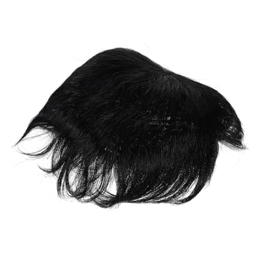 VICASKY Herren Haarersatz Toupet Natur Schwarz Echt Haar Oberkopf Ersatzstück Unsichtbar Nahtlos Bald Patch Komfortabel Sicher Wind Clip von VICASKY