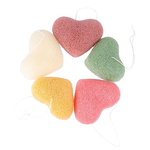 VICASKY Herzförmige Gesichtsreinigungsschwämme 5 Stück Wiederverwendbare Tiefenreinigung Pads Sanfte Make up Entferner Für Tägliche Hautpflege Für Reisen Und Spa von VICASKY