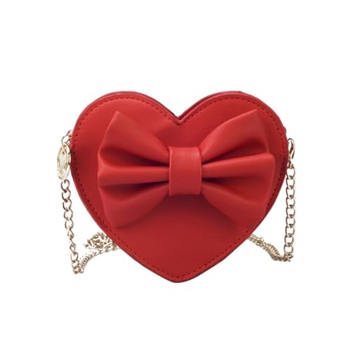 VICASKY Herzform Umhängetasche Aus Pu- Für Mädchen Kleine Tasche Mit Schleife Als Tanztasche Schultasche Oder Einkaufstasche Rot von VICASKY
