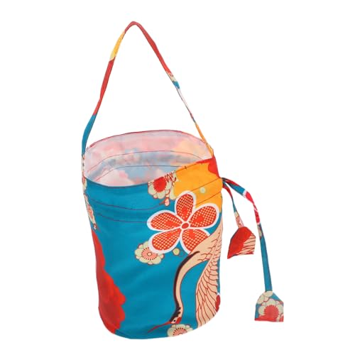 VICASKY Japanische Stil Tragbare Drawstring Tasche mit Camellia-Motiv Leichte Kosmetiktasche und Münzbeutel für Damen Stilvolle und Vielseitige Handtasche für Alltag und von VICASKY