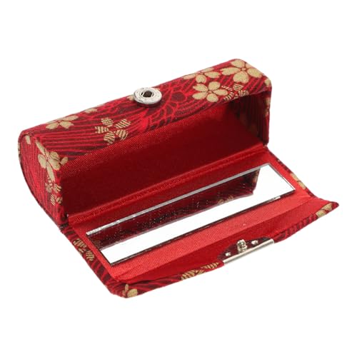 VICASKY Japanischer Lippenstifthalter Mini Aufbewahrungsbox Wellenmuster Rot Tragbarer Lippenstift Organizer Leicht Kompakt Für Handtasche Alltag Freundin Mutter von VICASKY