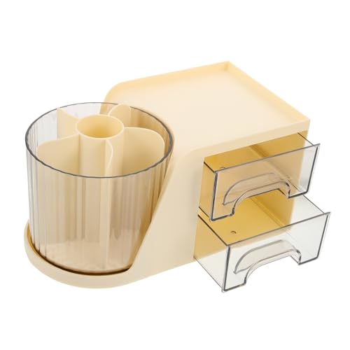 VICASKY Drehbarer Kosmetik Organizer Mit Platzsparende Aufbewahrungsbox Für Schminktisch Für Make-up Pinsel Und Bürobedarf Cremetöne Große Kapazität von VICASKY