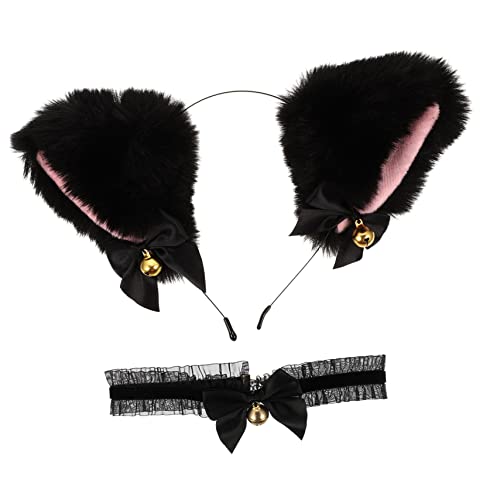 VICASKY Katzenohren-stirnband Mit Spitze Und Glöckchen Stirnband Und Halskette Für Cosplay Party Fotos Geburtstagsfeiern Bühnenauftritte Weihnachten von VICASKY